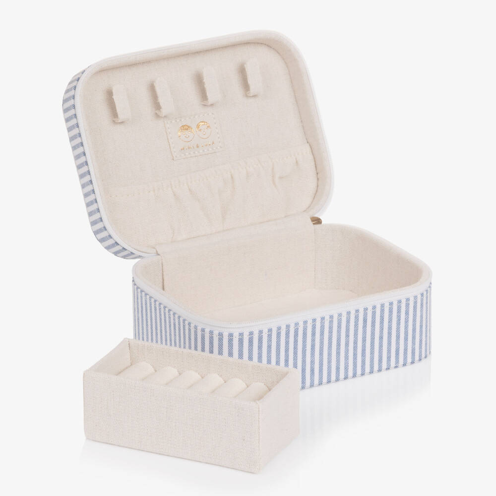 Mimi & Lula-Girls Blue & White Striped Jewellery Box (15cm) | Childrensalon