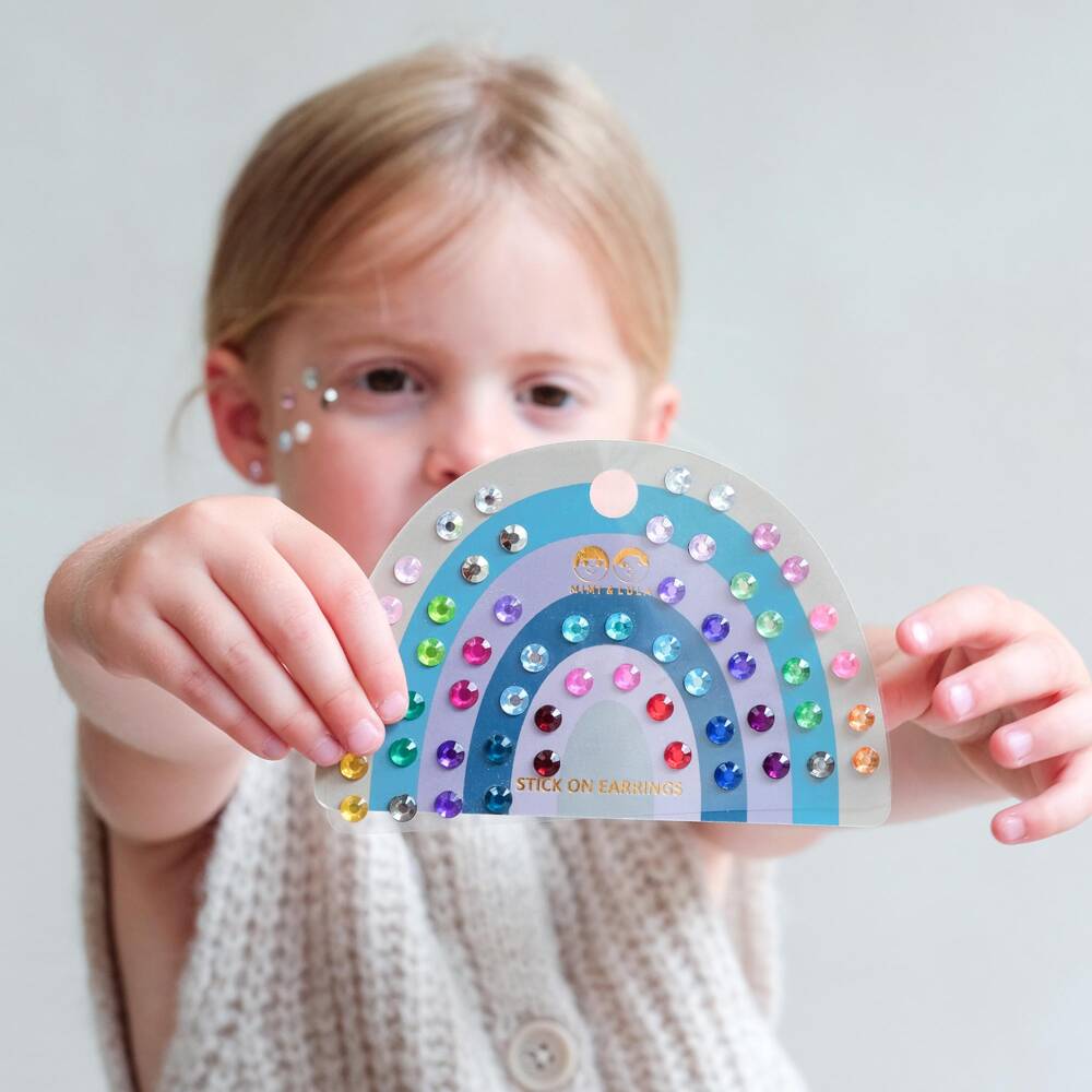 Mimi & Lula-Girls Bright Gem Stick-On Earrings (28 Pairs) | Childrensalon