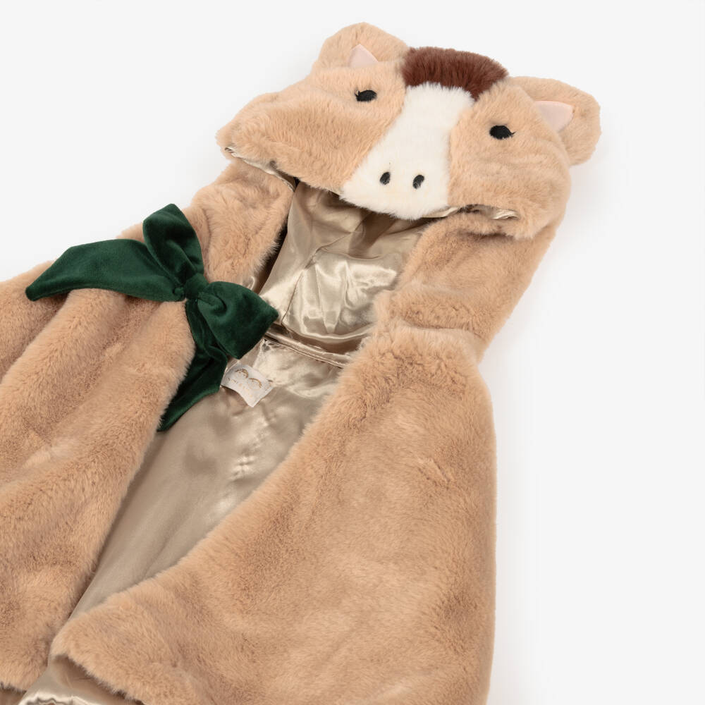 Mimi & Lula-Girls Brown Faux Fur Horse Cape | Childrensalon