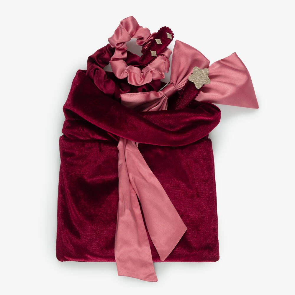 Mimi & Lula-Girls Burgundy & Pink Hair Accessories Set in Gift Pouch | Childrensalon