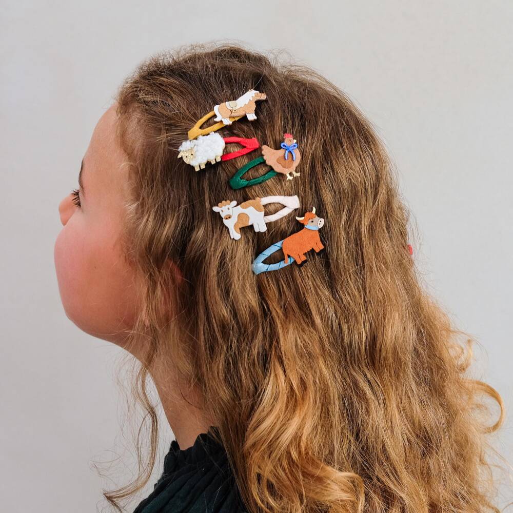 Mimi & Lula-Girls Farm Animal Hair Clips (5 pack) | Childrensalon