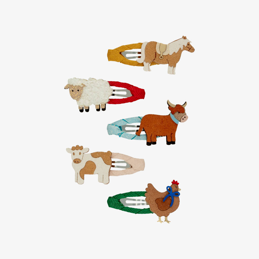 Mimi & Lula-Girls Farm Animal Hair Clips  (5 pack) | Childrensalon