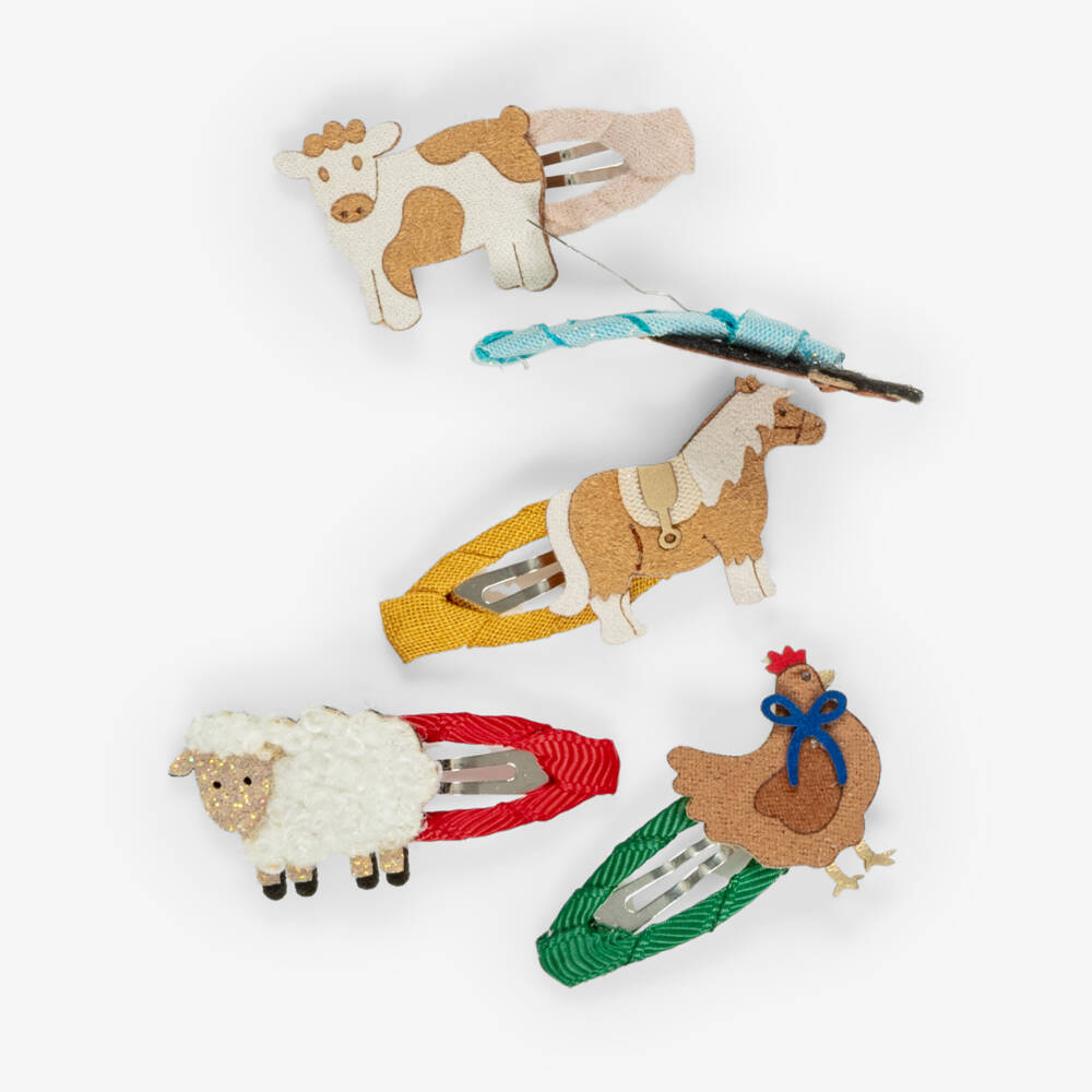 Mimi & Lula-Girls Farm Animal Hair Clips (5 pack) | Childrensalon