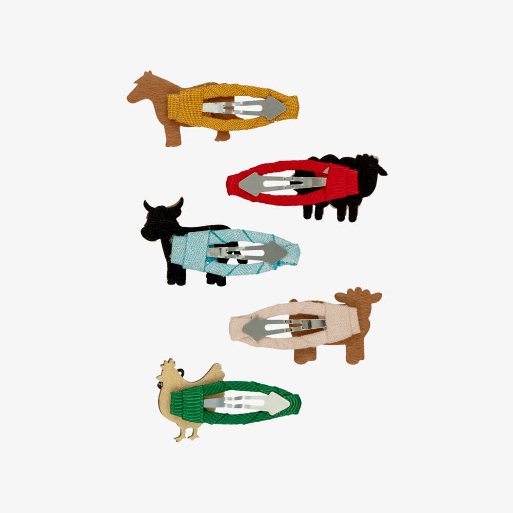 Mimi & Lula-Girls Farm Animal Hair Clips (5 pack) | Childrensalon