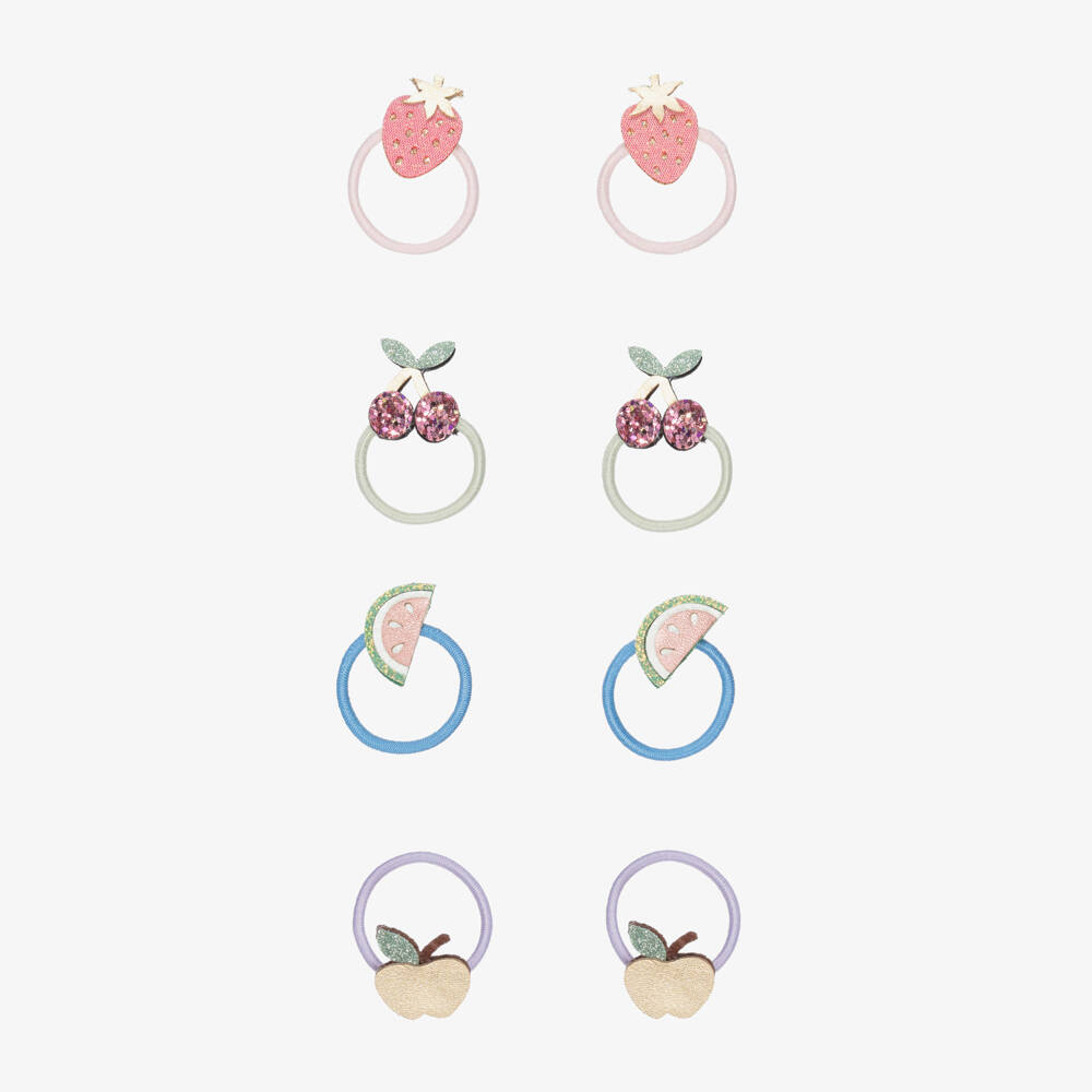 Mimi & Lula-Girls Glittery Fruit Mini Hair Elastics (8 Pack) | Childrensalon