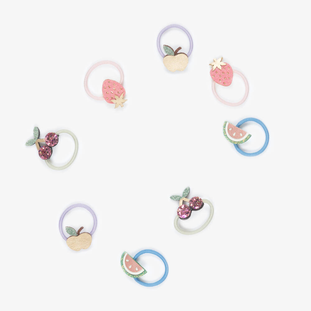 Mimi & Lula-Girls Glittery Fruit Mini Hair Elastics (8 Pack) | Childrensalon