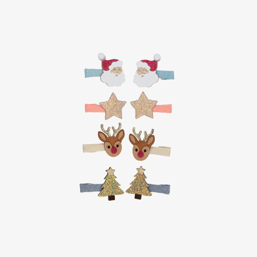 Mimi & Lula-Girls Glittery Gold Festive Mini Hair Clips (8 Pack) | Childrensalon