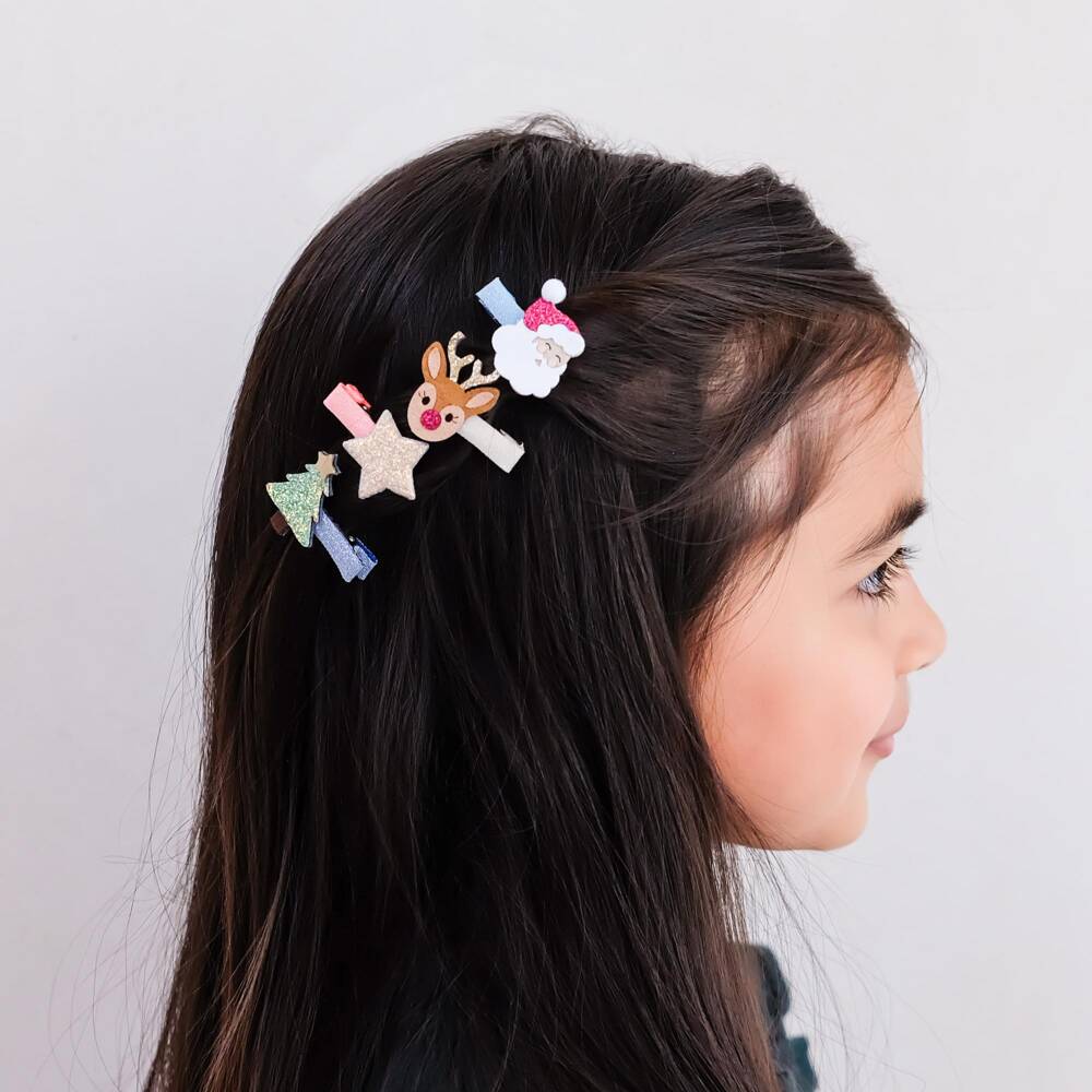 Mimi & Lula-Girls Glittery Gold Festive Mini Hair Clips (8 Pack) | Childrensalon