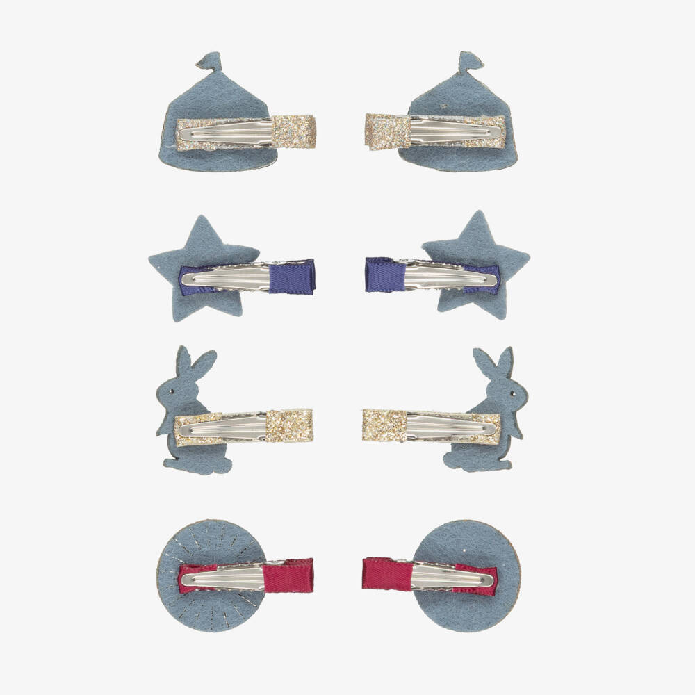 Mimi & Lula-مشبك شعر لون زهري وذهبي برّاق للبنات (8 قطع) | Childrensalon