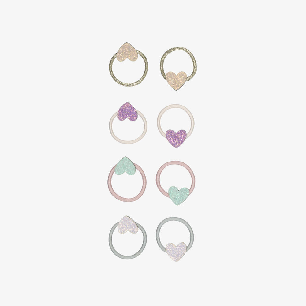 Mimi & Lula-Girls Glittery Heart Mini Hair Elastics (8 pack) | Childrensalon