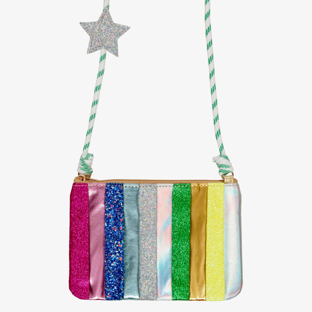 Mimi & Lula-Girls Glittery Rainbow Stripe Bag (18cm) | Childrensalon