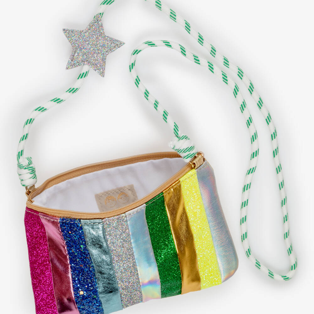 Mimi & Lula-Girls Glittery Rainbow Stripe Bag (18cm) | Childrensalon