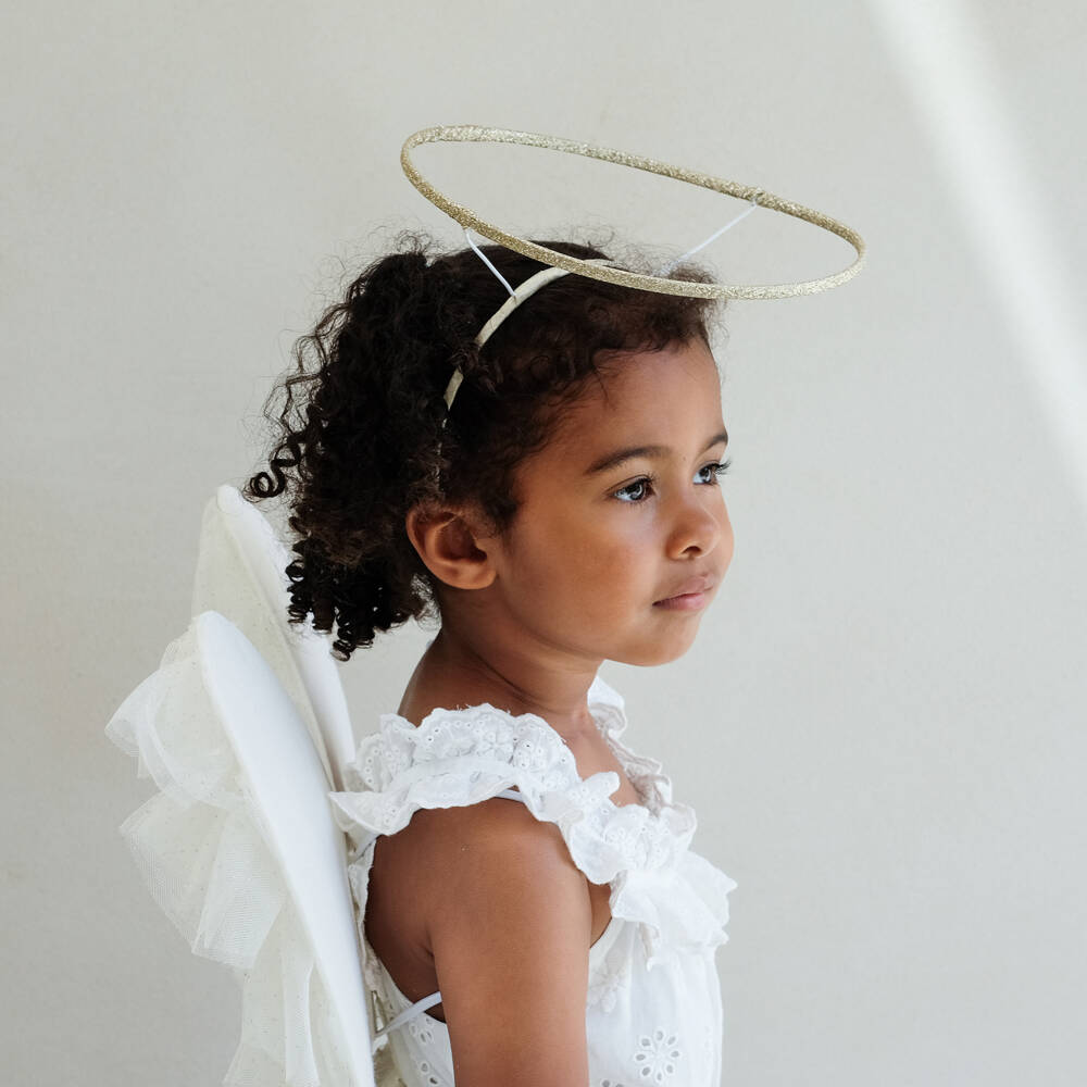 Mimi & Lula-Girls Gold Glitter Angel Halo Hairband | Childrensalon