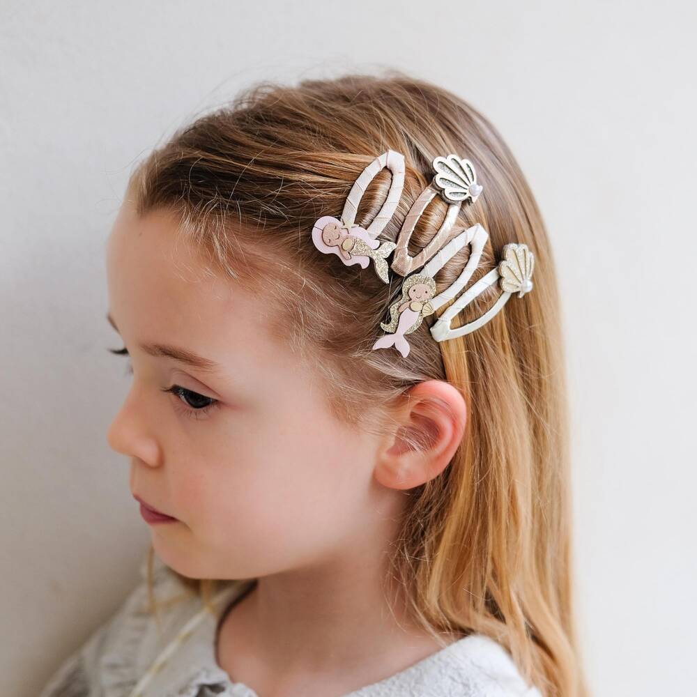 Mimi & Lula-Girls Gold Mermaid & Shells Hair Clips (4 Pack) | Childrensalon