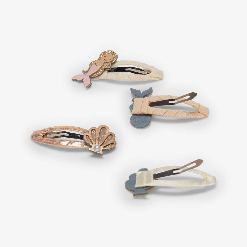 Mimi & Lula-Girls Gold Mermaid & Shells Hair Clips (4 Pack) | Childrensalon