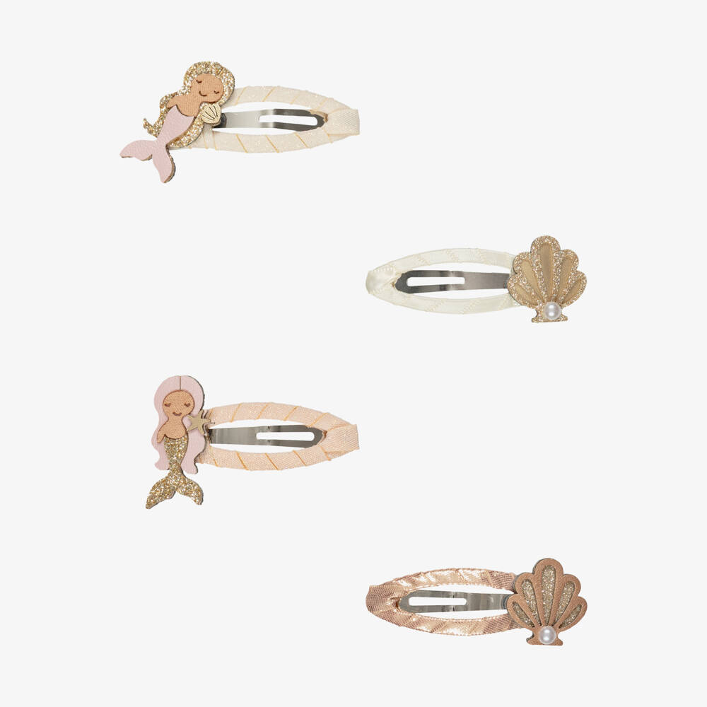 Mimi & Lula-Girls Gold Mermaid & Shells Hair Clips (4 Pack) | Childrensalon