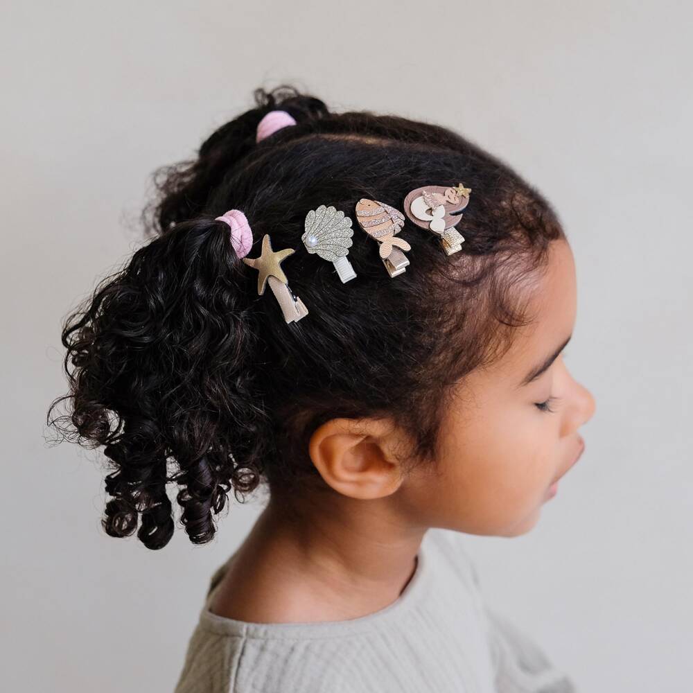 Mimi & Lula-Girls Gold Mermaid & Shells Mini Hair Clips (8 Pack) | Childrensalon