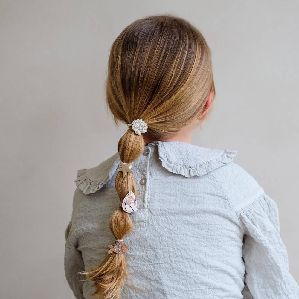 Mimi & Lula-Girls Gold Mermaid & Shells Mini Hair Elastics (8 Pack) | Childrensalon