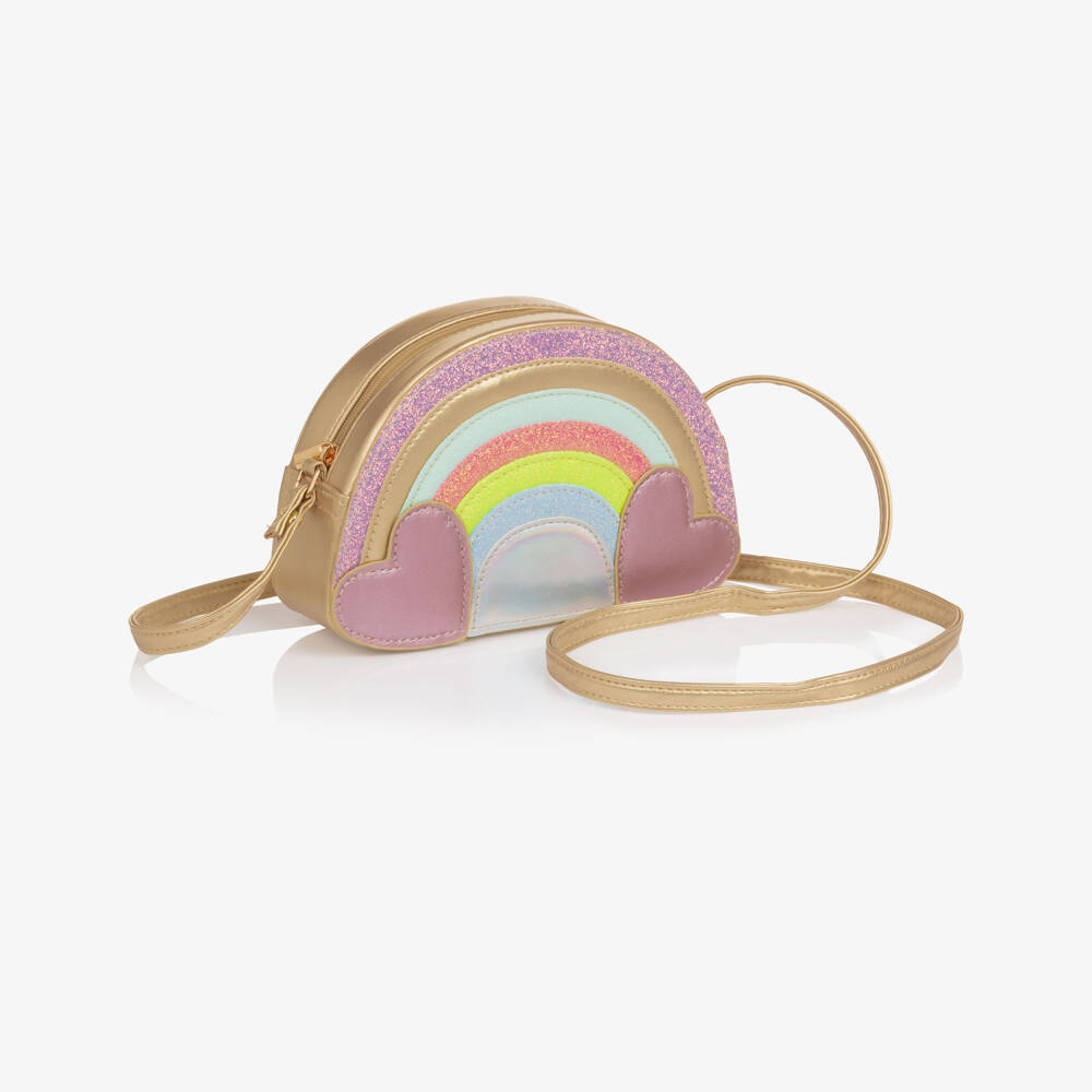 Mimi & Lula-Girls Gold & Pastel Rainbow Shoulder Bag (11cm) | Childrensalon