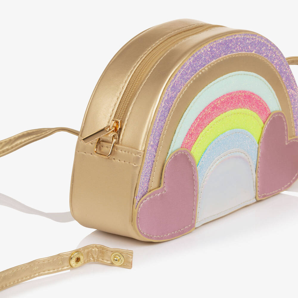 Mimi & Lula-Girls Gold & Pastel Rainbow Shoulder Bag (11cm) | Childrensalon