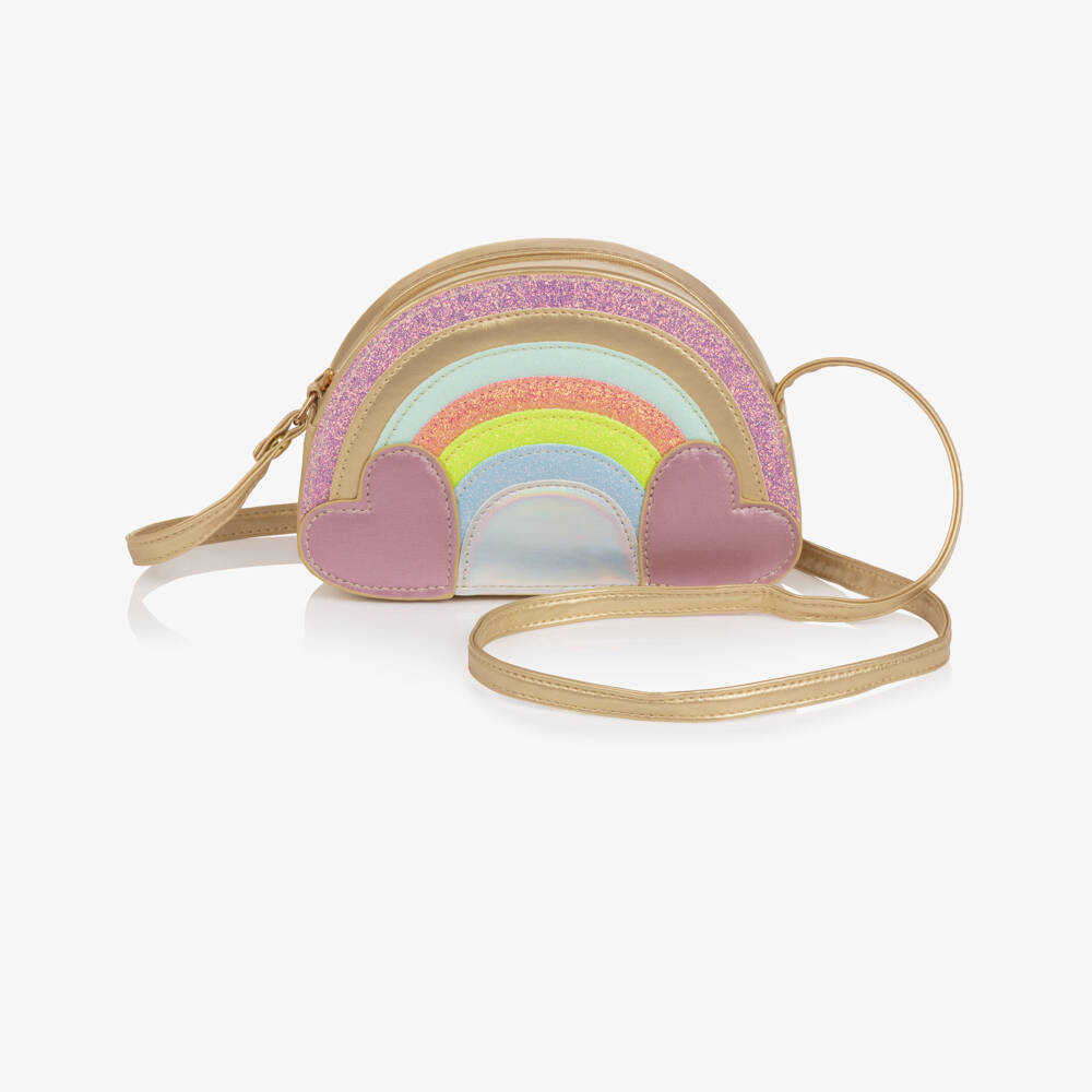 Mimi & Lula-Girls Gold & Pastel Rainbow Shoulder Bag (11cm) | Childrensalon