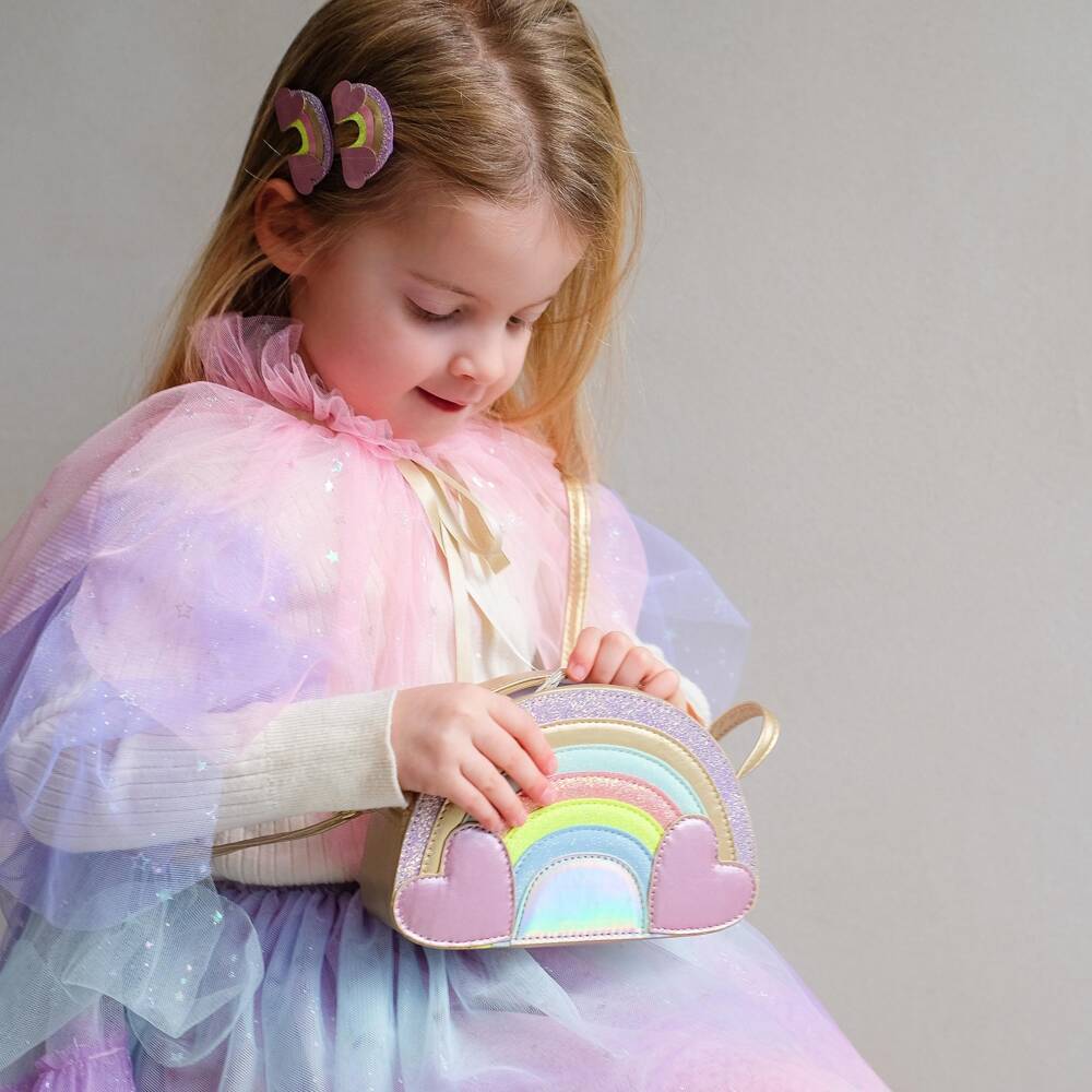 Mimi & Lula-Girls Gold & Pastel Rainbow Shoulder Bag (11cm) | Childrensalon