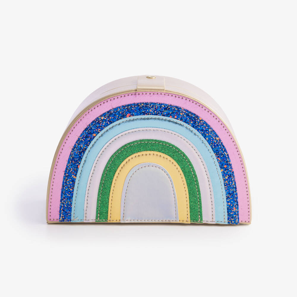 Mimi & Lula-Girls Gold Rainbow Jewellery Box (21cm) | Childrensalon