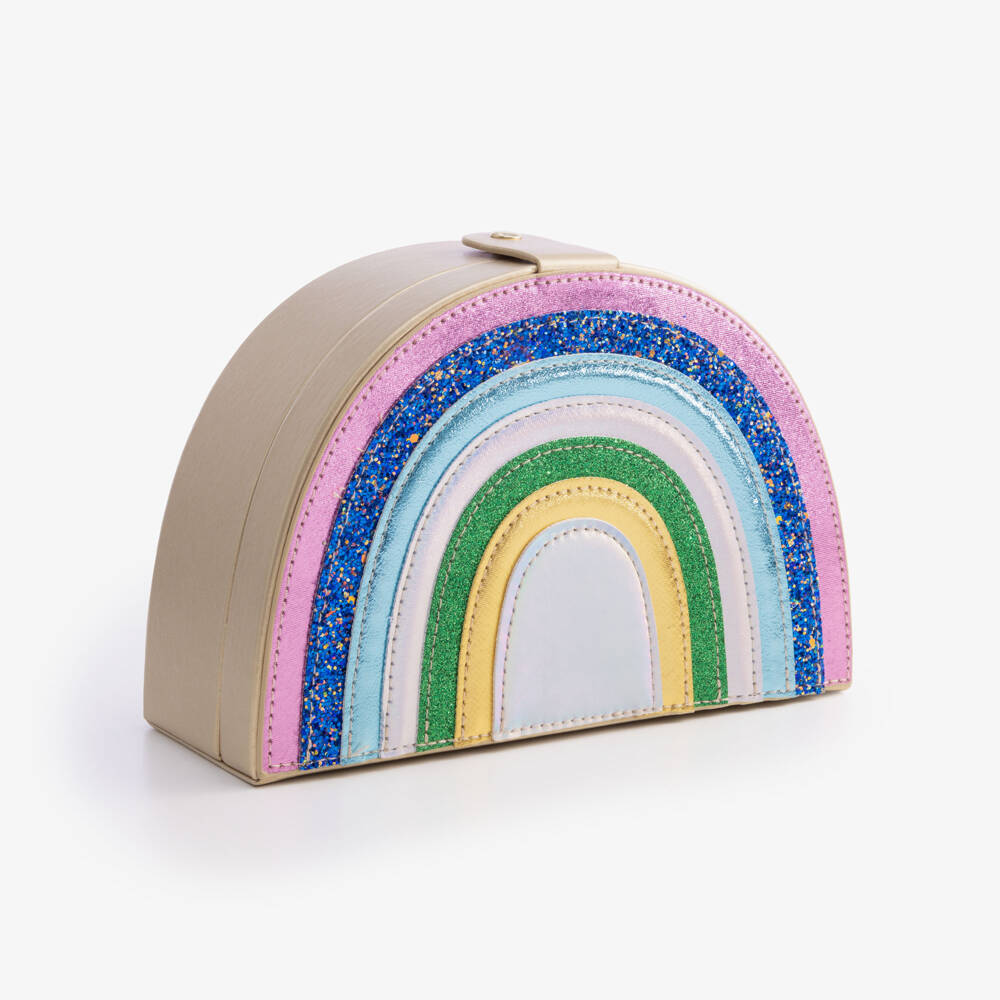 Mimi & Lula-Girls Gold Rainbow Jewellery Box (21cm) | Childrensalon