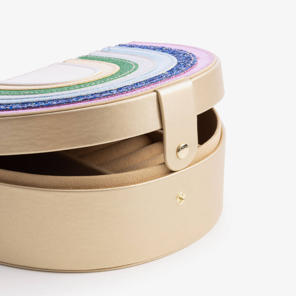 Mimi & Lula-Girls Gold Rainbow Jewellery Box (21cm) | Childrensalon