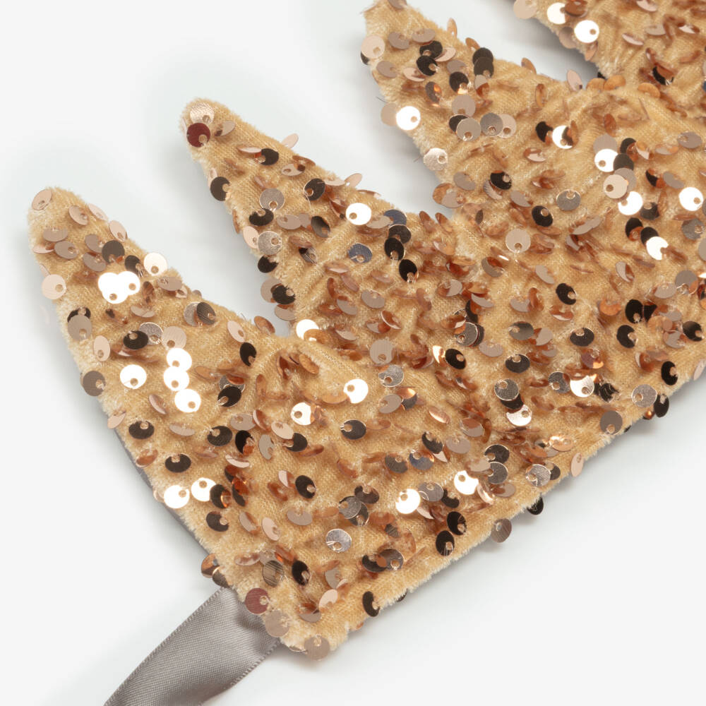 Mimi & Lula-Girls Gold Sequin Embellished Crown | Childrensalon