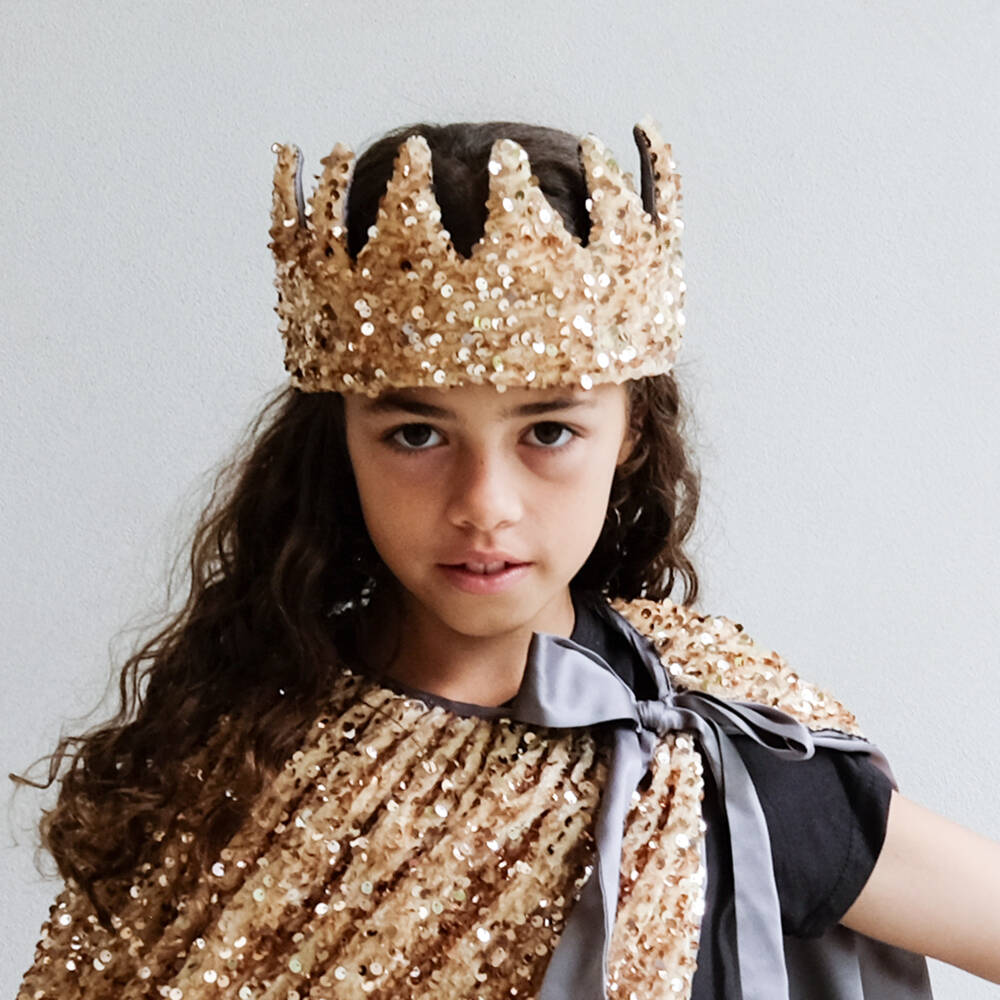 Mimi & Lula-Girls Gold Sequin Embellished Crown | Childrensalon
