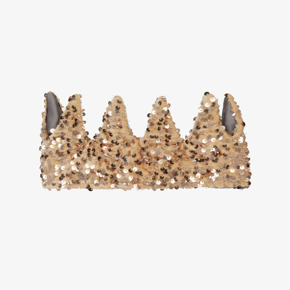 Mimi & Lula-Girls Gold Sequin Embellished Crown | Childrensalon