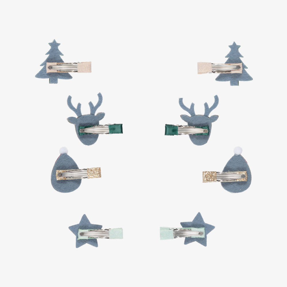 Mimi & Lula-Girls Green & Gold Festive Mini Hair Clips (8 Pack) | Childrensalon