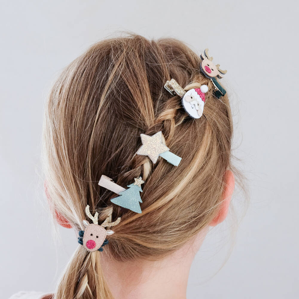 Mimi & Lula-Girls Green & Gold Festive Mini Hair Clips (8 Pack) | Childrensalon
