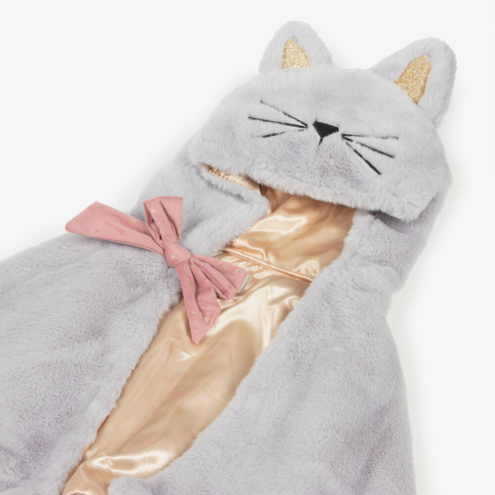 Mimi & Lula-Girls Grey Faux Fur Cat Cape | Childrensalon