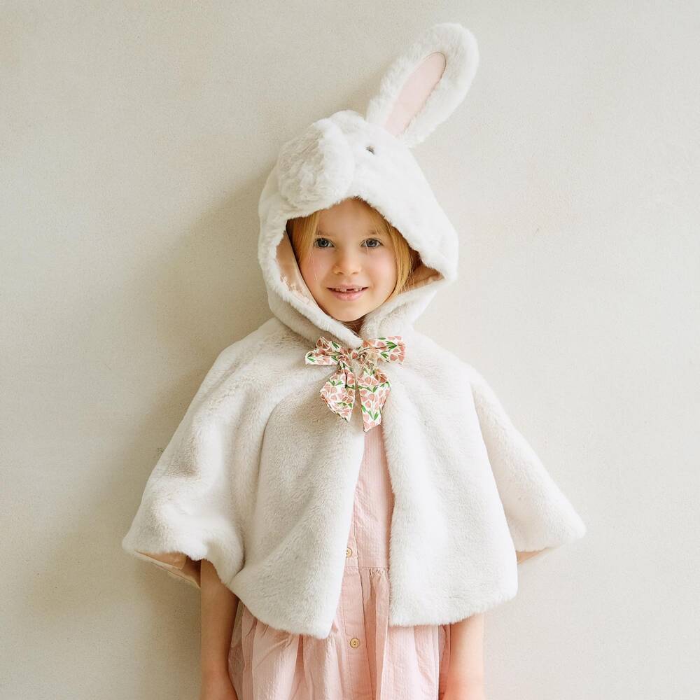 Mimi & Lula-Girls Ivory Faux Fur Bunny Cape | Childrensalon