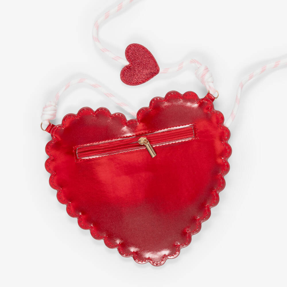 Mimi & Lula-Girls Metallic Red Heart Shoulder Bag (17cm) | Childrensalon