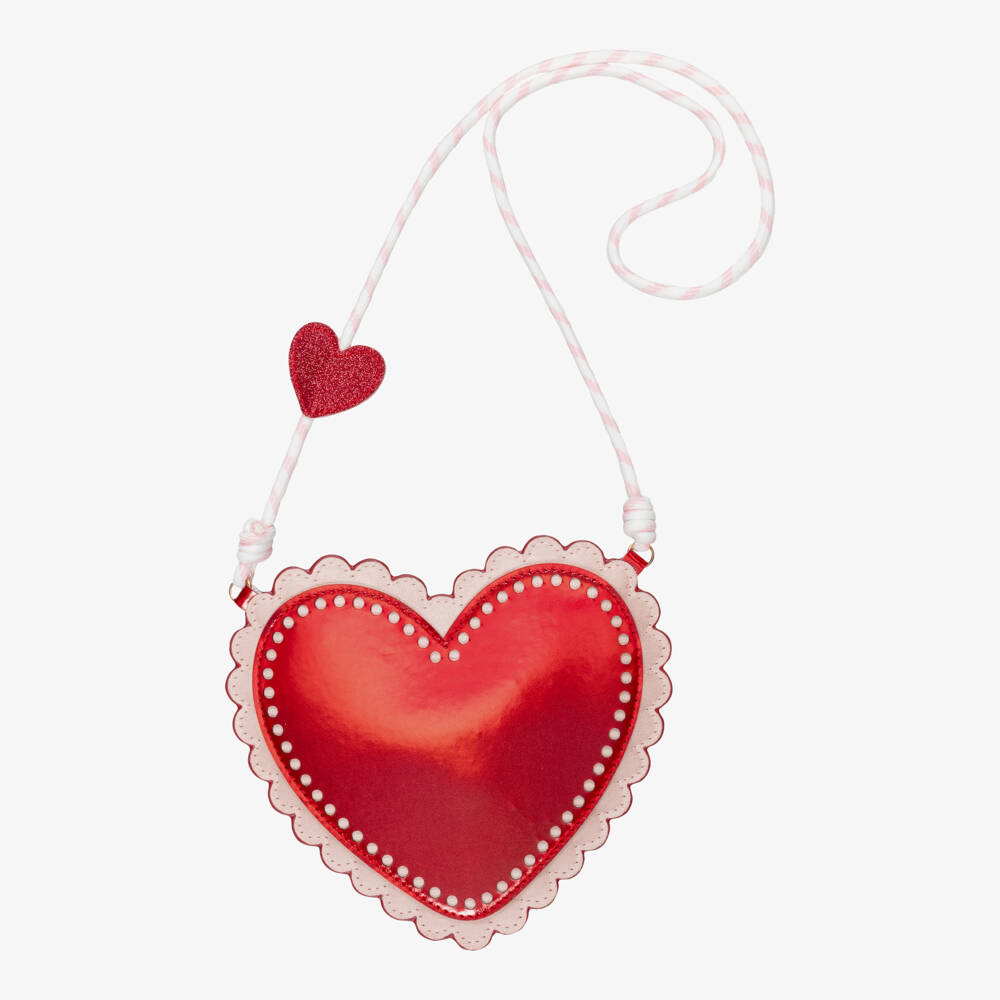Mimi & Lula-Girls Metallic Red Heart Shoulder Bag (17cm) | Childrensalon