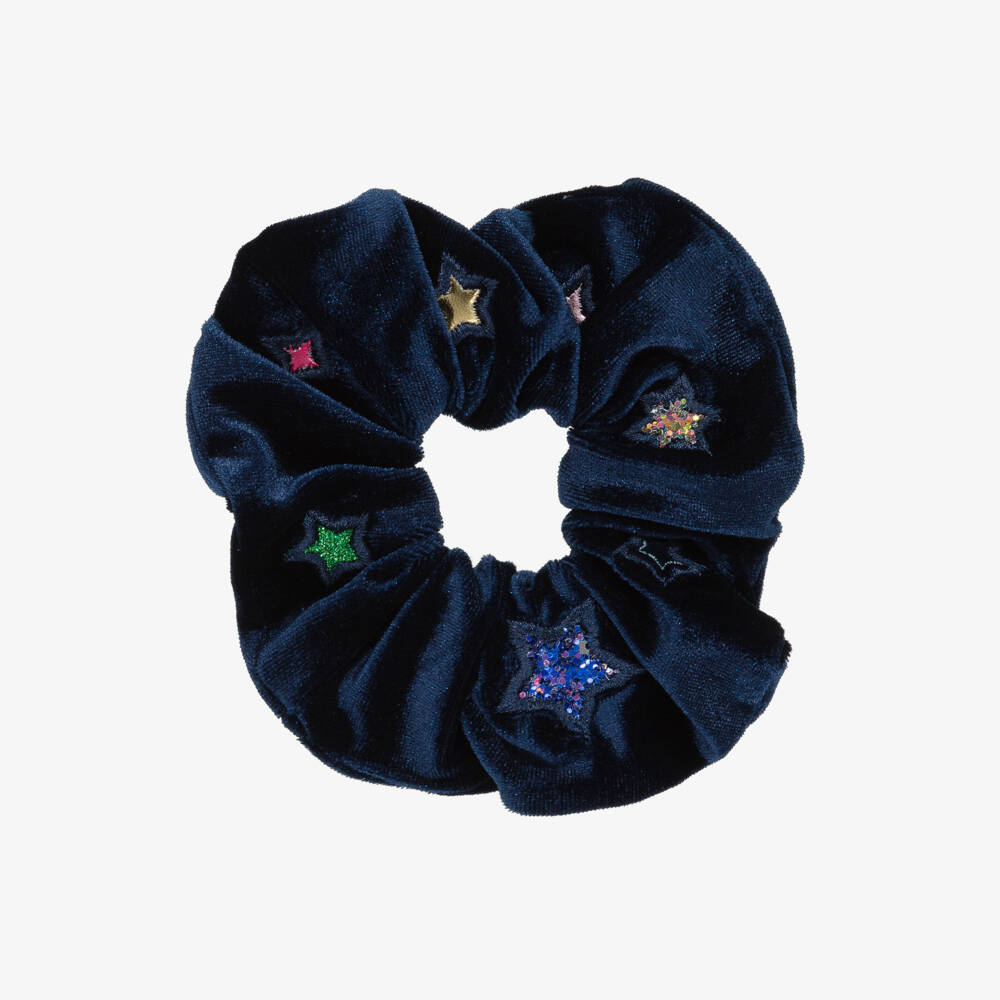 Mimi & Lula-Girls Midnight Blue Velvet Star Scrunchie | Childrensalon