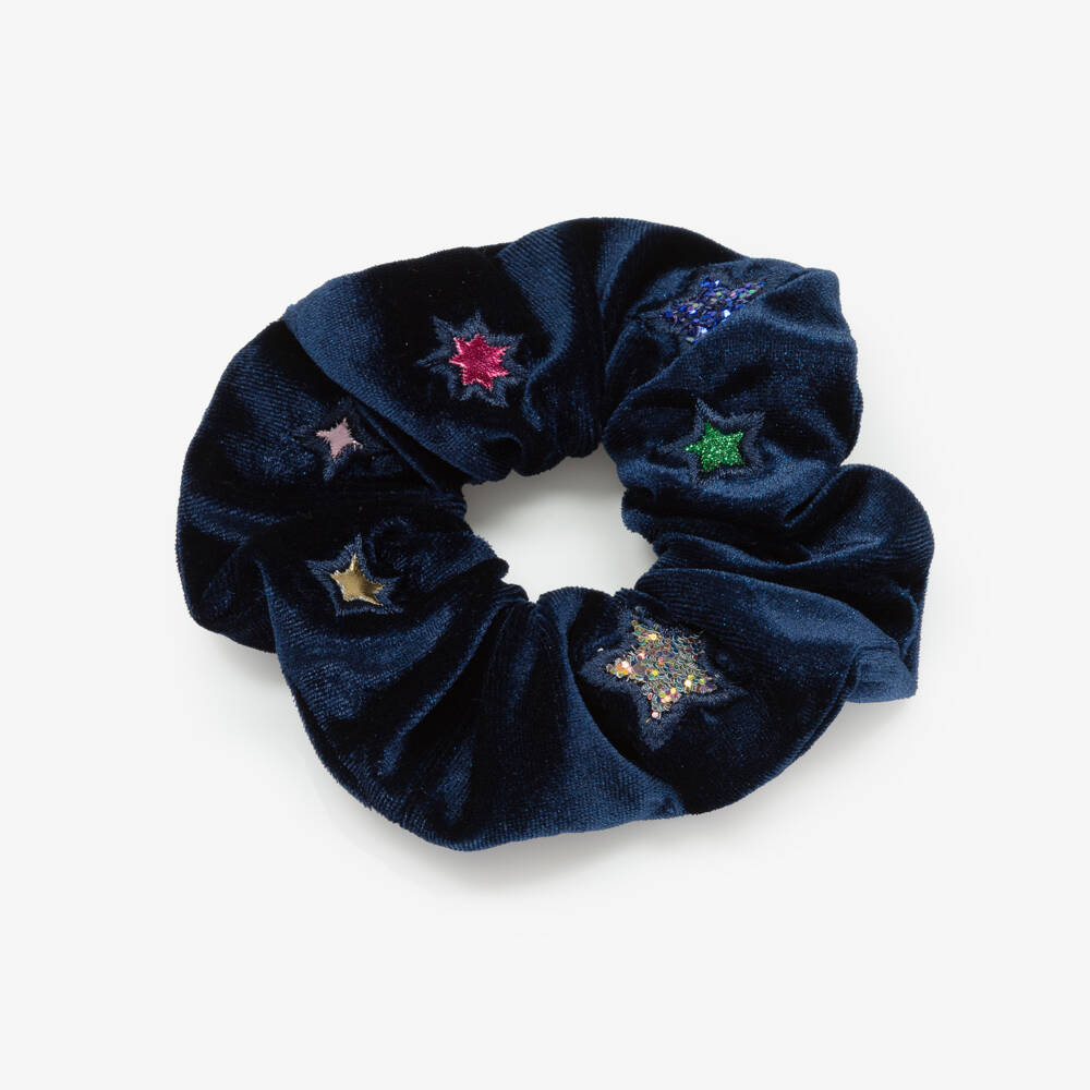 Mimi & Lula-Girls Midnight Blue Velvet Star Scrunchie | Childrensalon