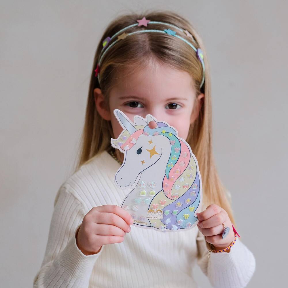 Mimi & Lula-Girls Multicolour Unicorn Stick On Earrings | Childrensalon