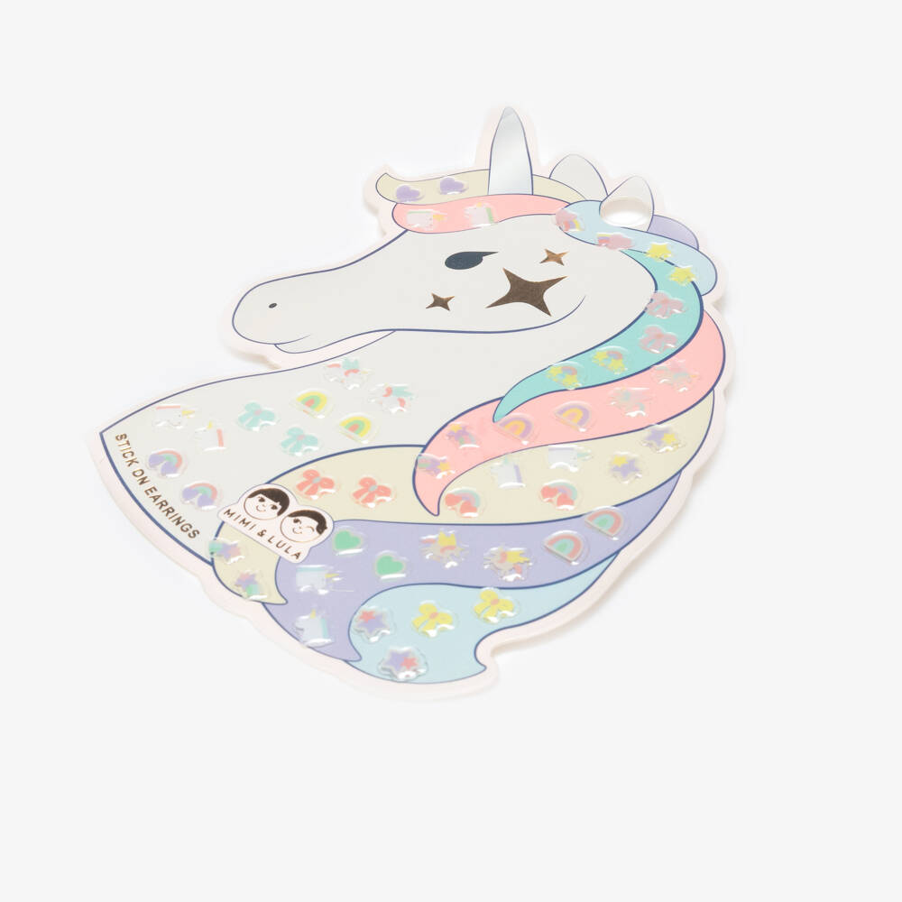 Mimi & Lula-Girls Multicolour Unicorn Stick On Earrings | Childrensalon