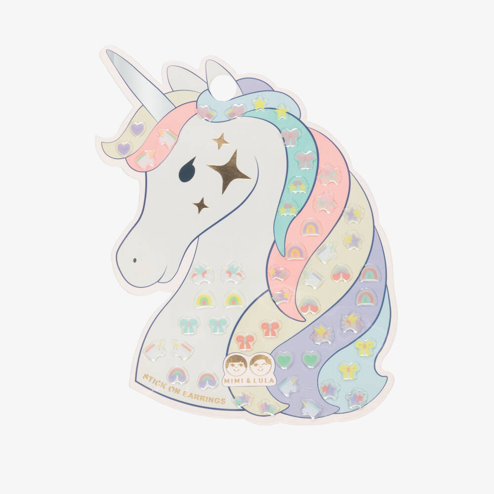 Mimi & Lula-Girls Multicolour Unicorn Stick On Earrings | Childrensalon