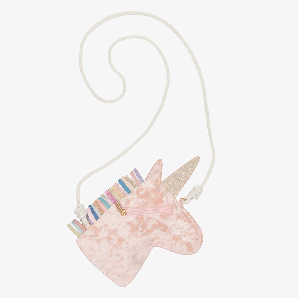 Mimi & Lula-حقيبة مخملية بتصميم يونيكورن لون زهري فاتح للبنات (24 سم) | Childrensalon