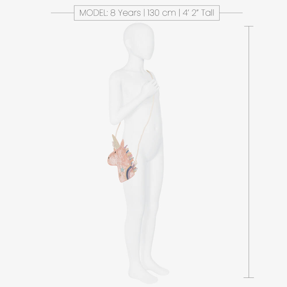 Mimi & Lula-حقيبة مخملية بتصميم يونيكورن لون زهري فاتح للبنات (24 سم) | Childrensalon