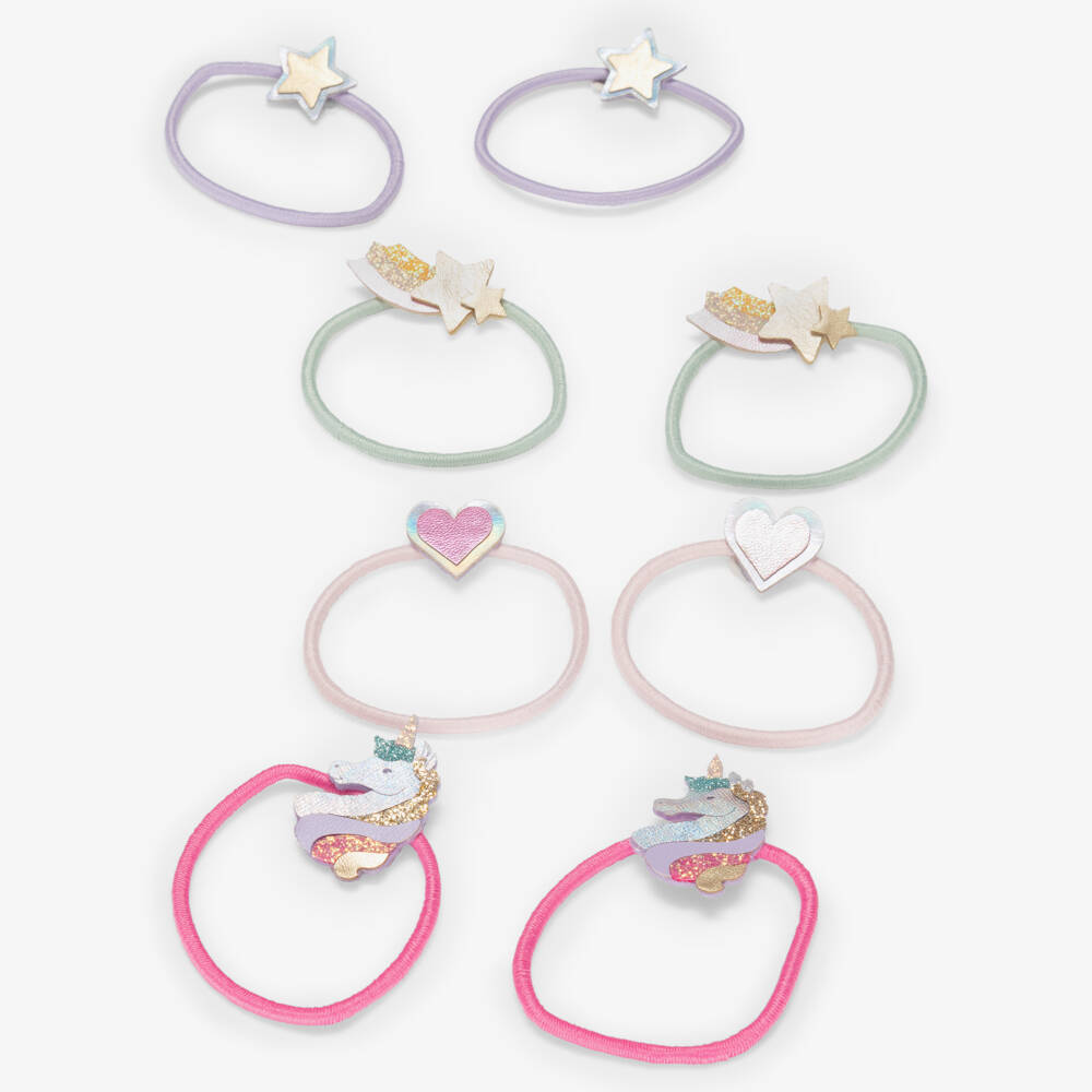 Mimi & Lula-Girls Pastel Coloured Unicorn Hair Elastics (8 Pack) | Childrensalon