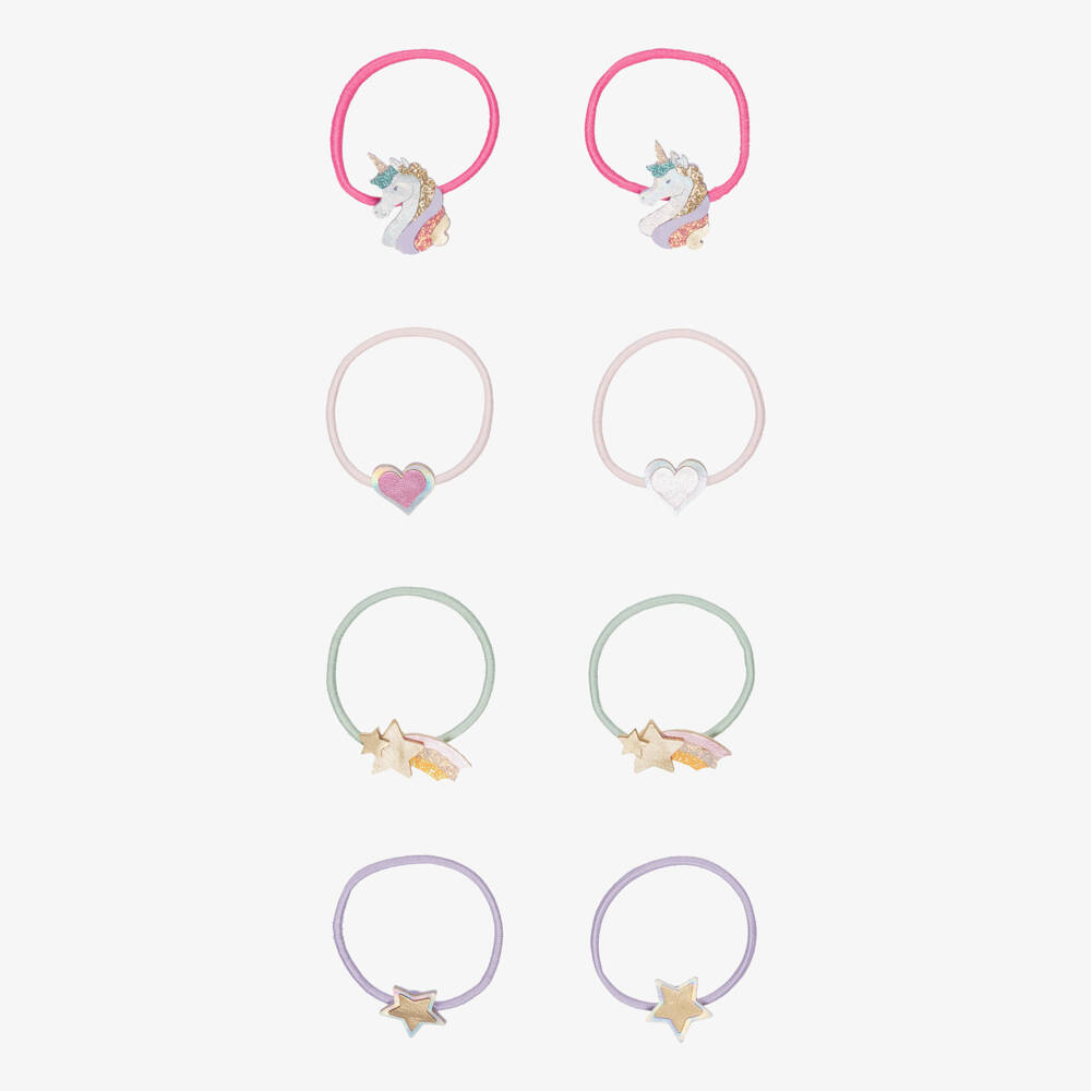 Mimi & Lula-Girls Pastel Coloured Unicorn Hair Elastics (8 Pack)  | Childrensalon