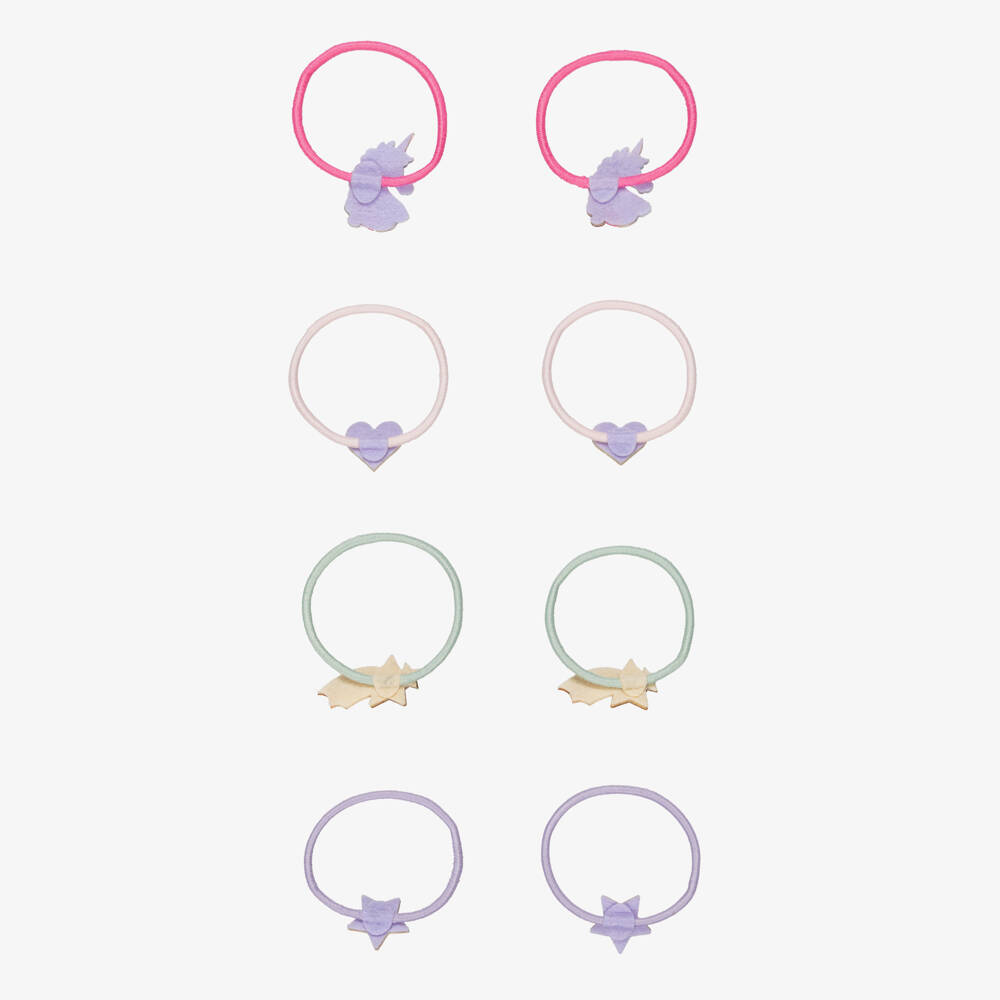 Mimi & Lula-Girls Pastel Coloured Unicorn Hair Elastics (8 Pack) | Childrensalon