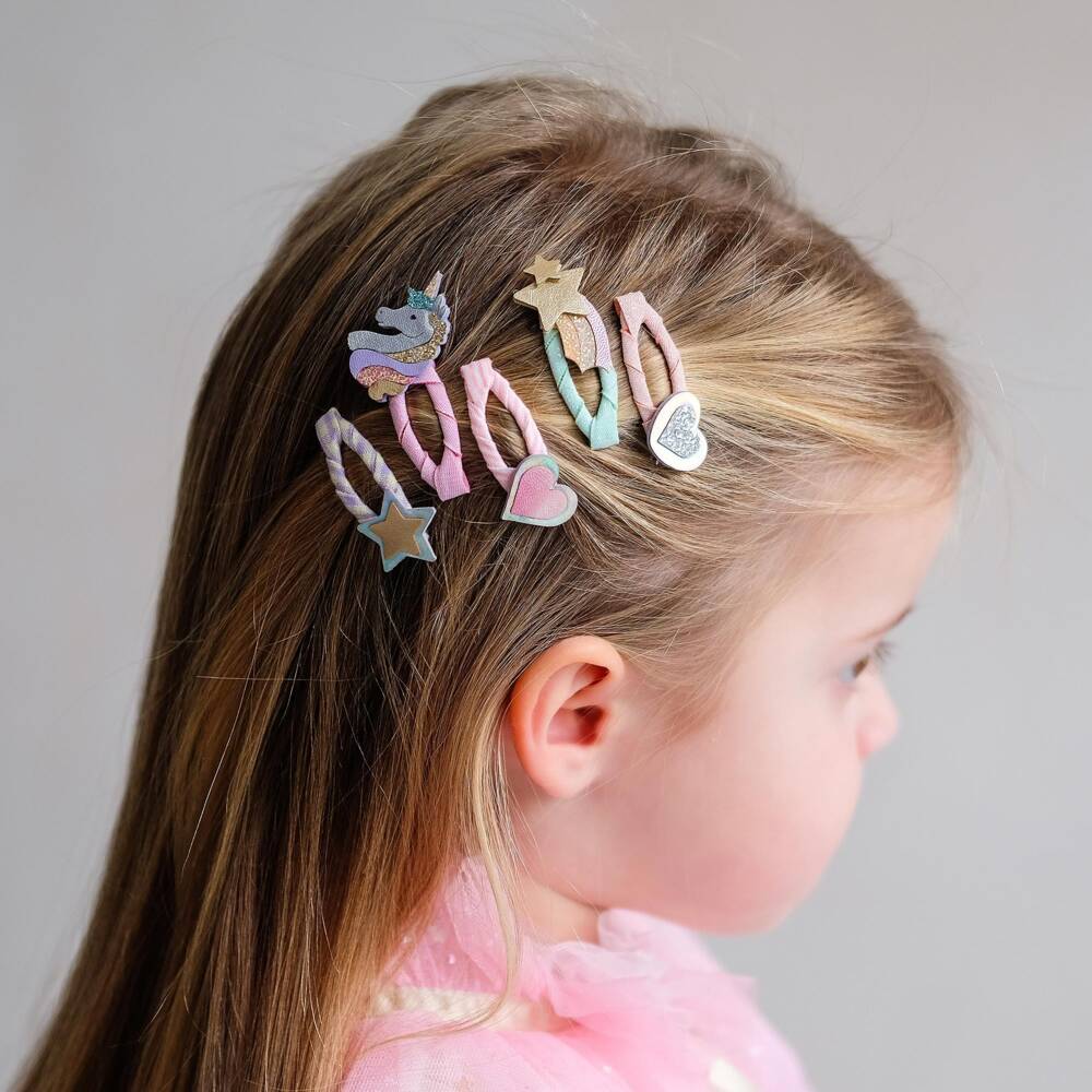 Mimi & Lula-Girls Pastel-Coloured Unicorn Mini Hair Clips (5 Pack) | Childrensalon