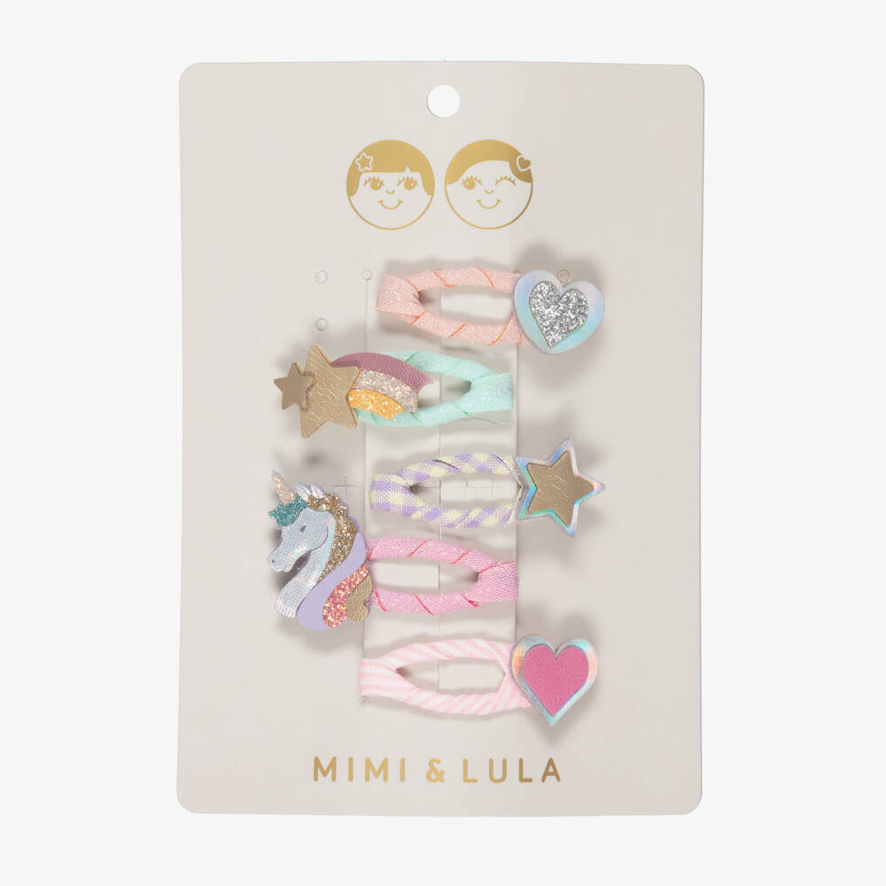 Mimi & Lula-Girls Pastel-Coloured Unicorn Mini Hair Clips (5 Pack) | Childrensalon